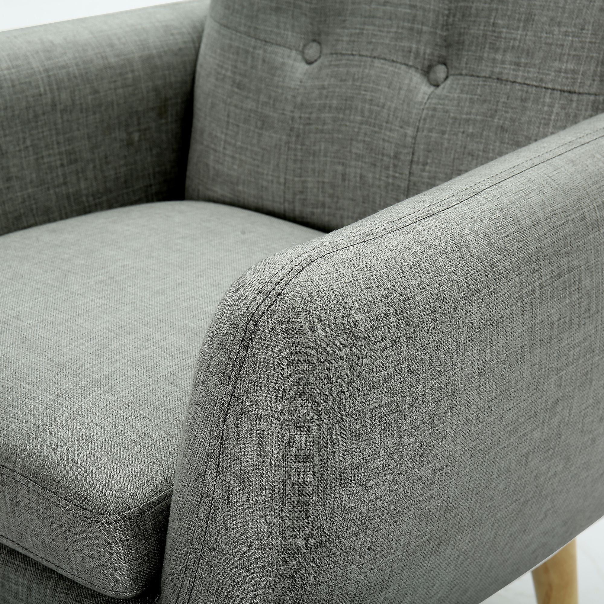 Scandinavian Seater Fabric Upholstered Sofa Armchair Lounge Bina Couch - Mid Grey