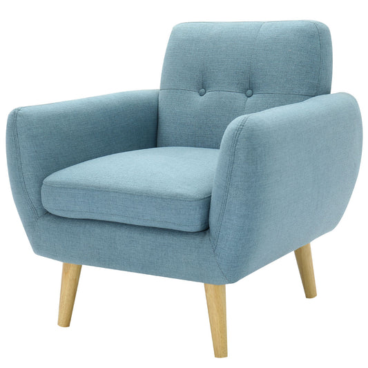 Scandinavian Armchair Upholstered Lounge Accent Chair Couch Sofa Seater Blue