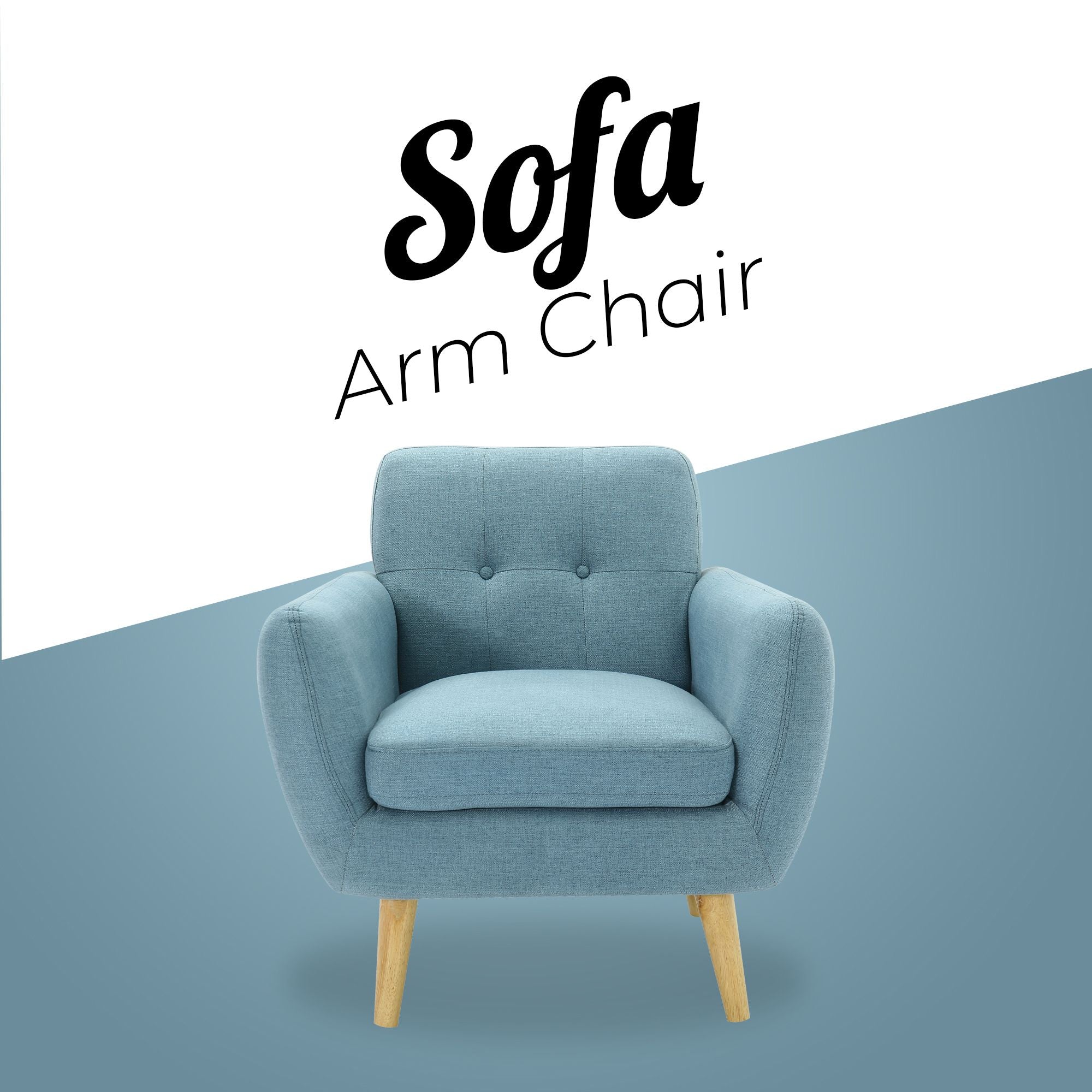 Scandinavian Armchair Upholstered Lounge Accent Chair Couch Sofa Seater Blue