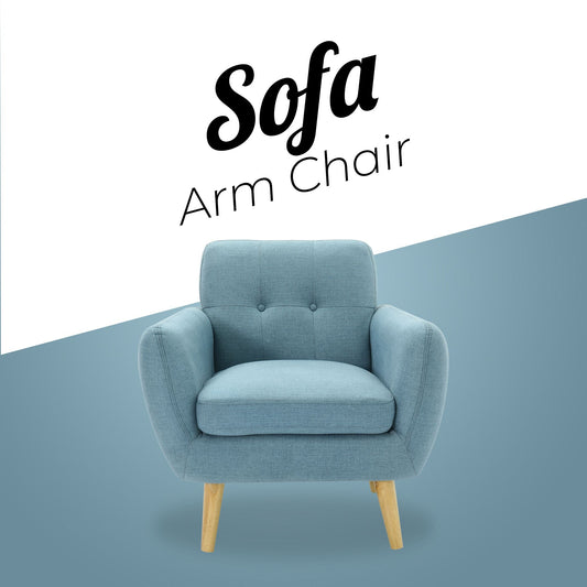 Scandinavian Armchair Upholstered Lounge Accent Chair Couch Sofa Seater Blue