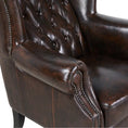 Load image into Gallery viewer, Max Chesterfield Winged Armchair Single Seater Sofa Genuine Leather Antique Brown
