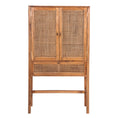 Load image into Gallery viewer, Lilly Tall Storage Cabinet 90cm 2 Door 1 Drawer Mindi Wood Rattan - Brown
