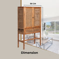 Load image into Gallery viewer, Lilly Tall Storage Cabinet 90cm 2 Door 1 Drawer Mindi Wood Rattan - Brown
