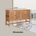 Load image into Gallery viewer, Jasmine Sideboard Buffet Table 160cm 4 Door Mindi Wood Rattan - Brown
