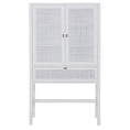 Load image into Gallery viewer, Jasmine Tall Storage Cabinet 90cm 2 Door 1 Drawer Mindi Wood Rattan - White
