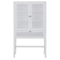 Load image into Gallery viewer, Lilly Tall Storage Cabinet 90cm 2 Door 1 Drawer Mindi Wood Rattan - White
