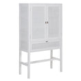 Load image into Gallery viewer, Lilly Tall Storage Cabinet 90cm 2 Door 1 Drawer Mindi Wood Rattan - White
