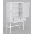 Load image into Gallery viewer, Lilly Tall Storage Cabinet 90cm 2 Door 1 Drawer Mindi Wood Rattan - White
