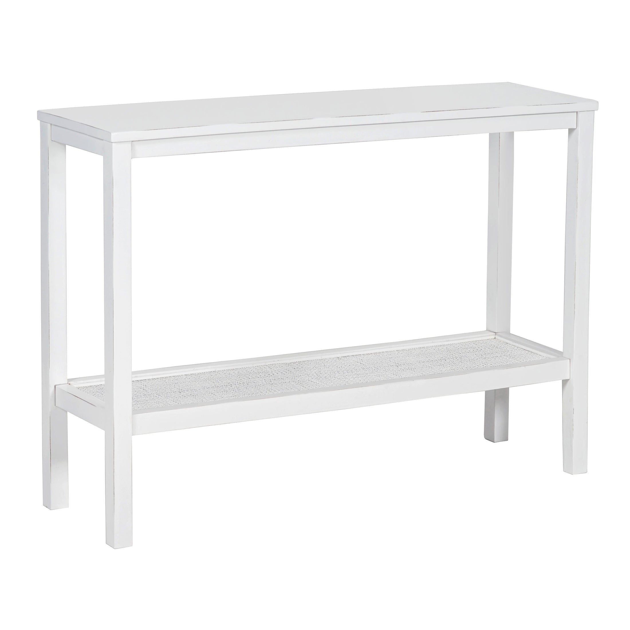 Lilly Console Hallway Entry Table 110cm Mindi Timber Wood Rattan  - White