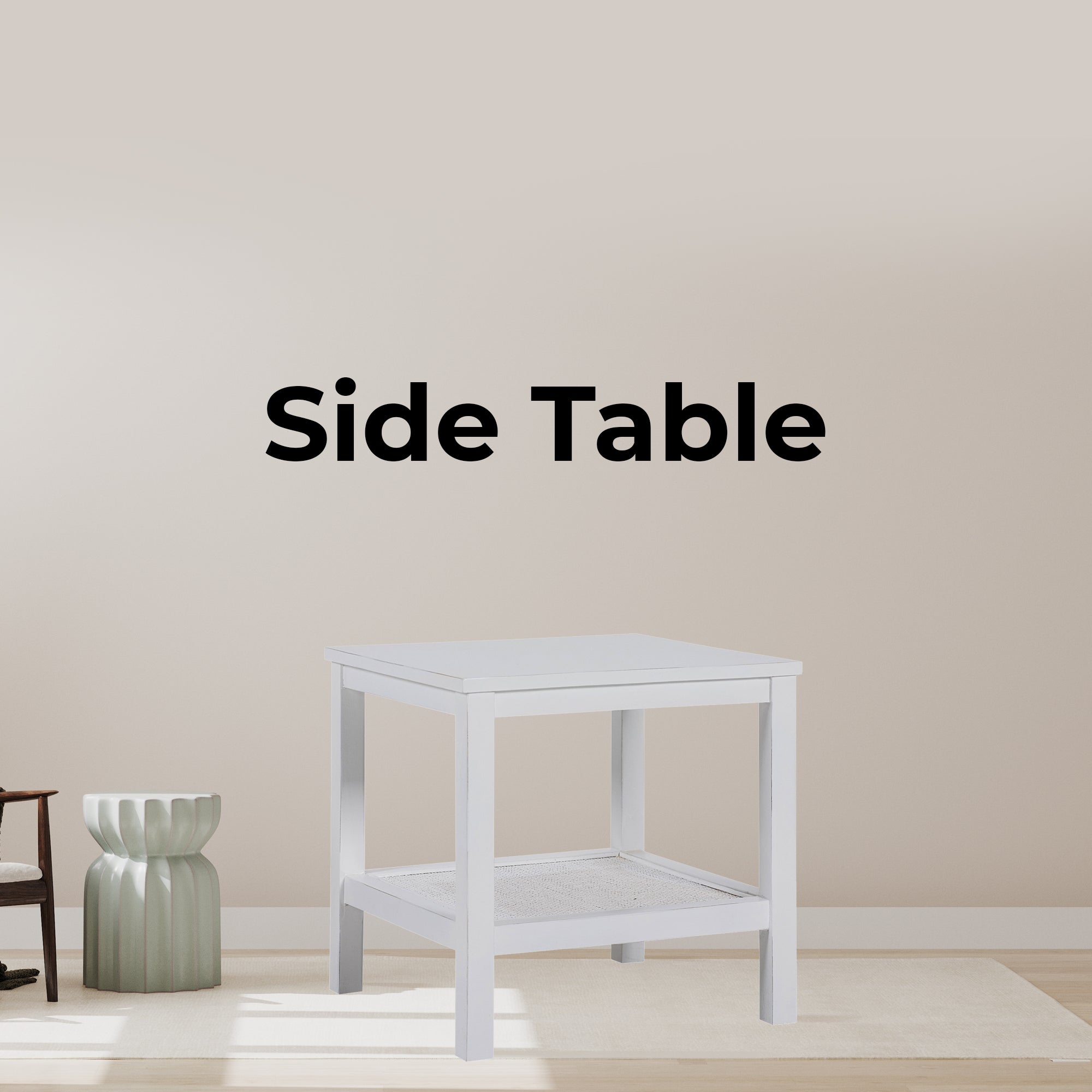 Lilly Coffee Side Table Laptop Desk Bedside Sofa End Tables Mindi Wood - White