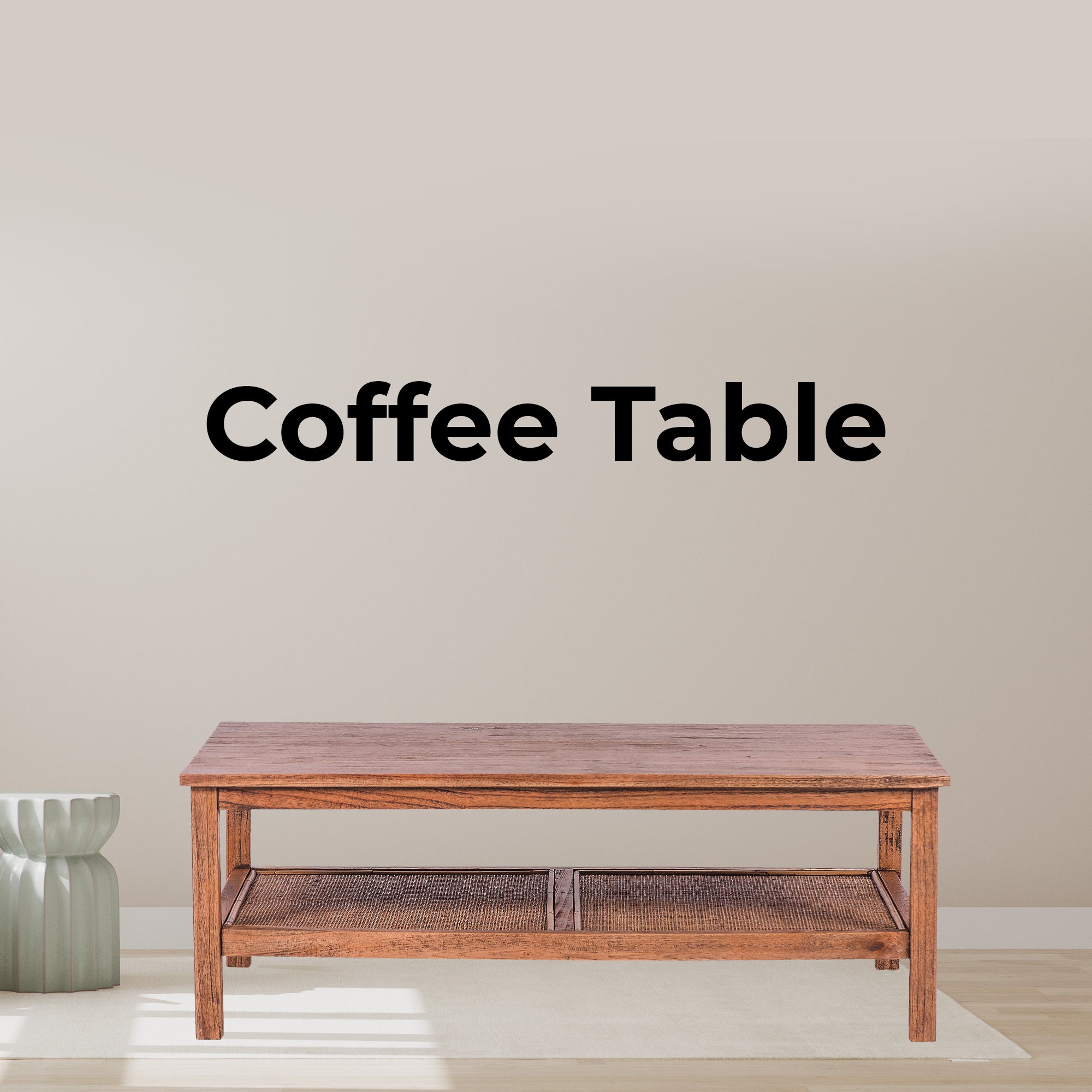 Lilly Coffee Table 110cm Mindi Timber Wood Rattan Weave - Brown