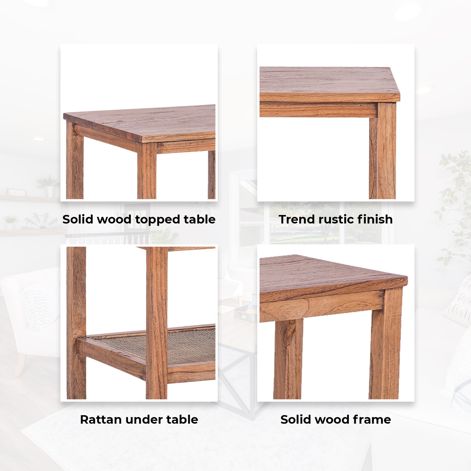 Lilly Coffee Side Table Laptop Desk Bedside Sofa End Tables Mindi Wood - Brown
