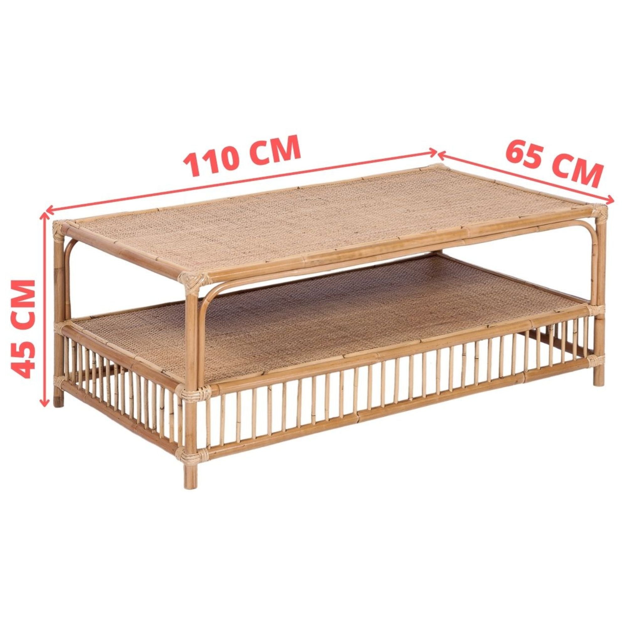 Aldan 110cm Rattan Cane Coffee Table -