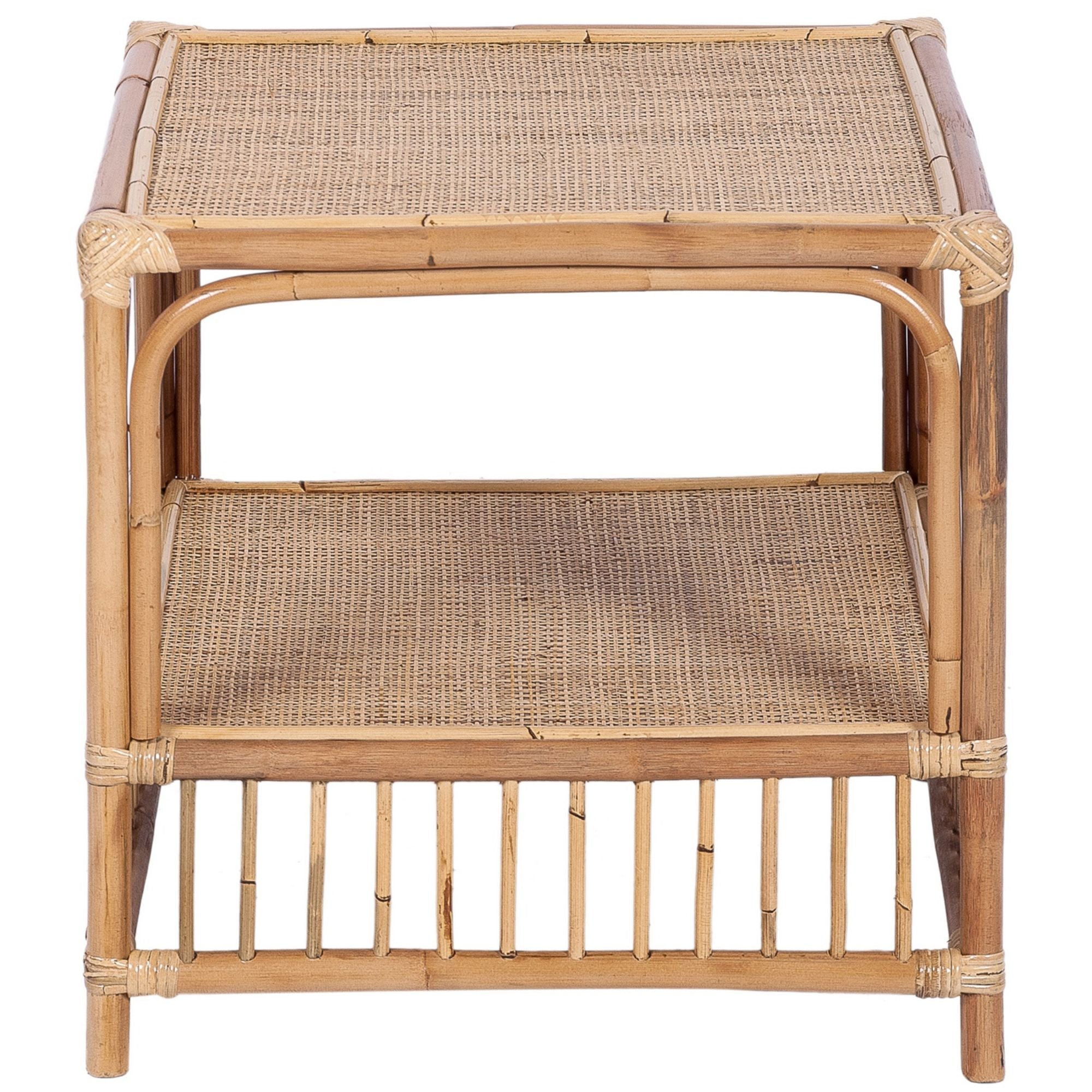 Aldan 51cm Rattan Cane Side Sofa End Lamp Table -
