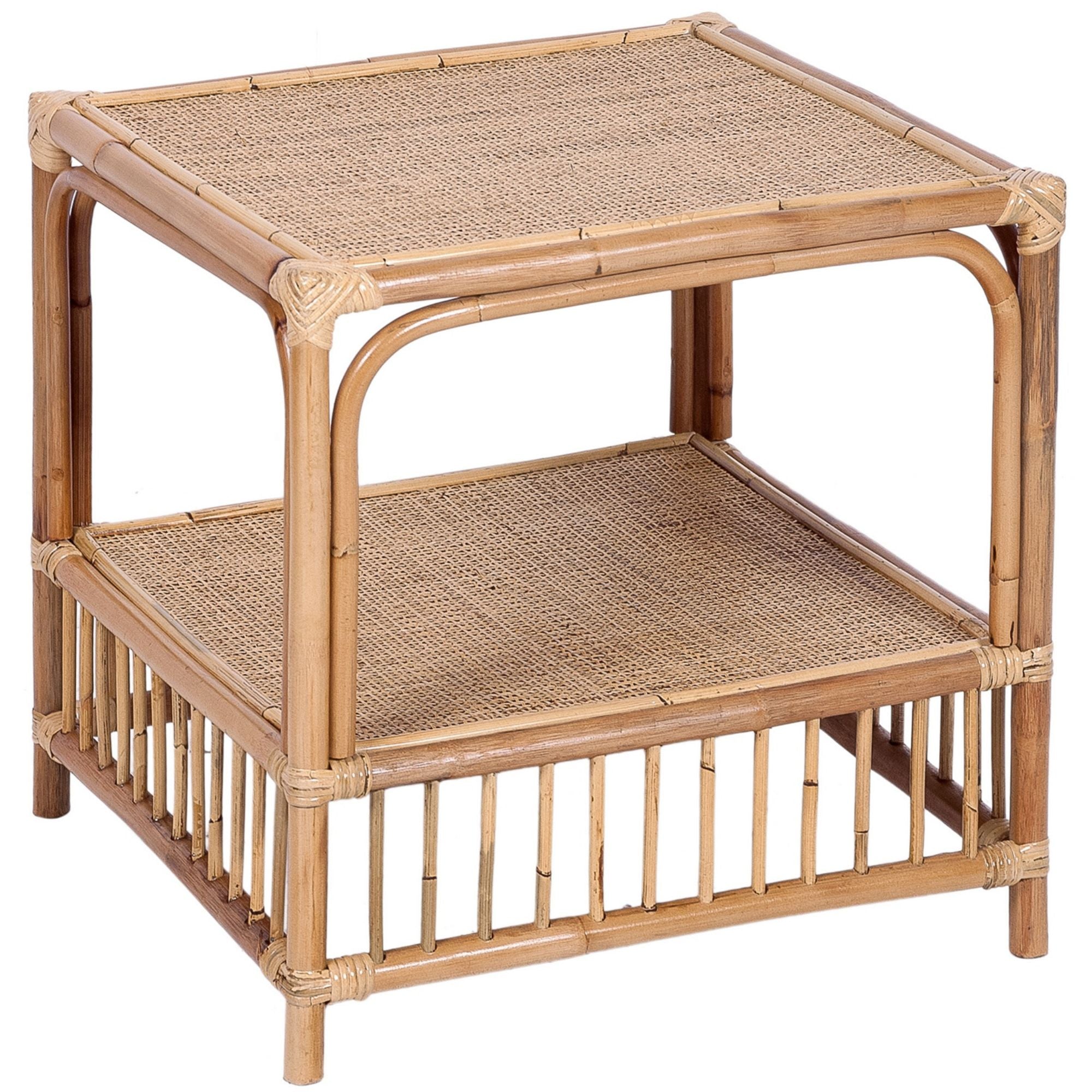 Aldan 51cm Rattan Cane Side Sofa End Lamp Table -