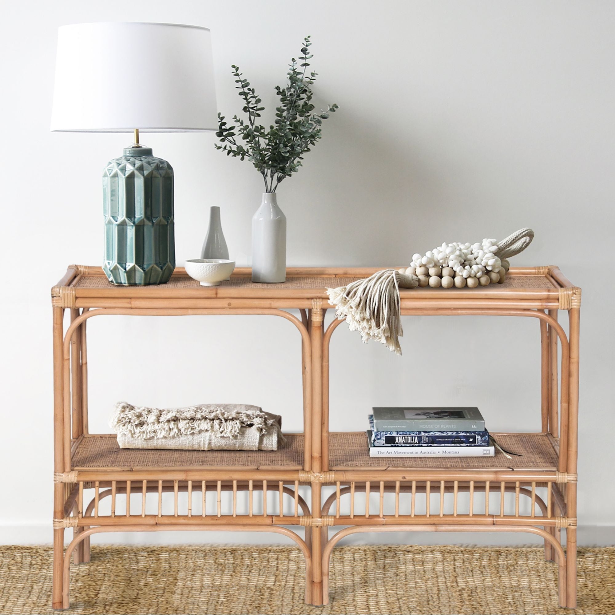 Aldan 120cm Rattan Cane Console Entry Entrance Hallway Table -