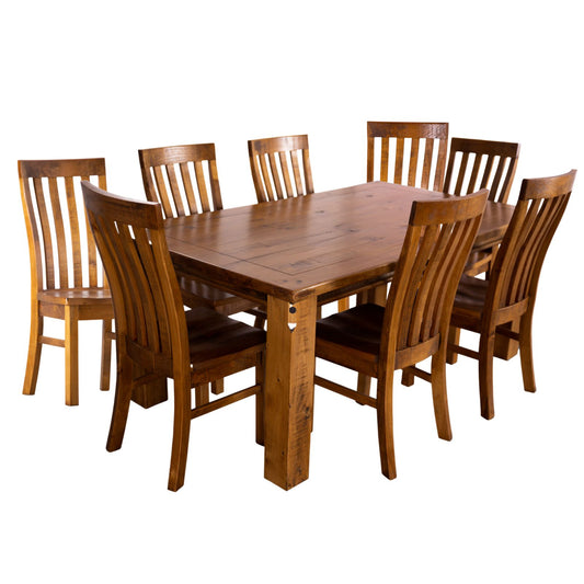 Teasel Dining Table 210cm Solid Pine Timber Wood Furniture - Rustic Oak