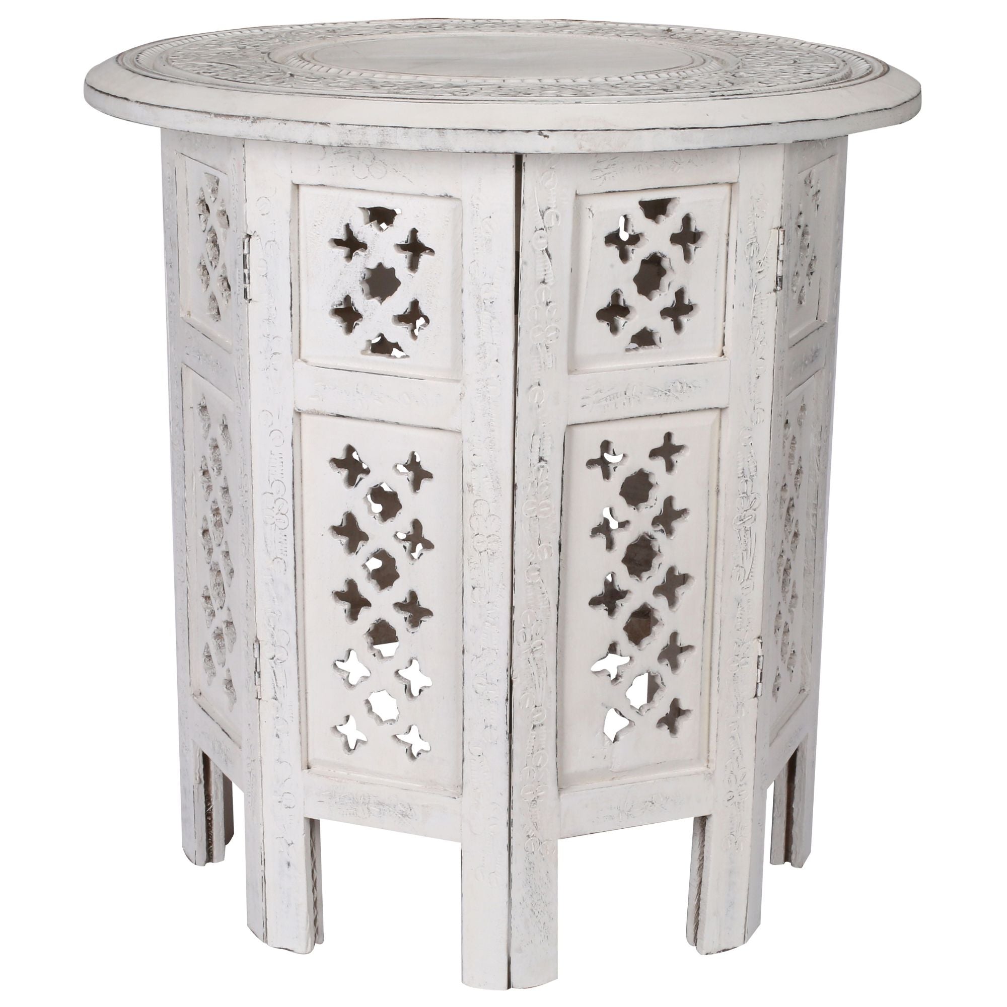 Van Rubber Wood Timber Round 45cm Side Table - White