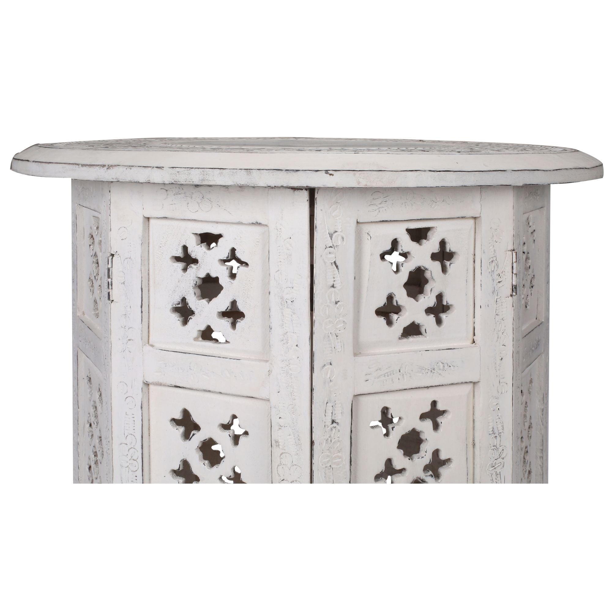 Van Rubber Wood Timber Round 45cm Side Table - White
