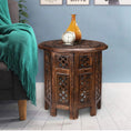 Load image into Gallery viewer, Scilla Rubber Wood Timber Round 45cm Side Table - Burnt Natural
