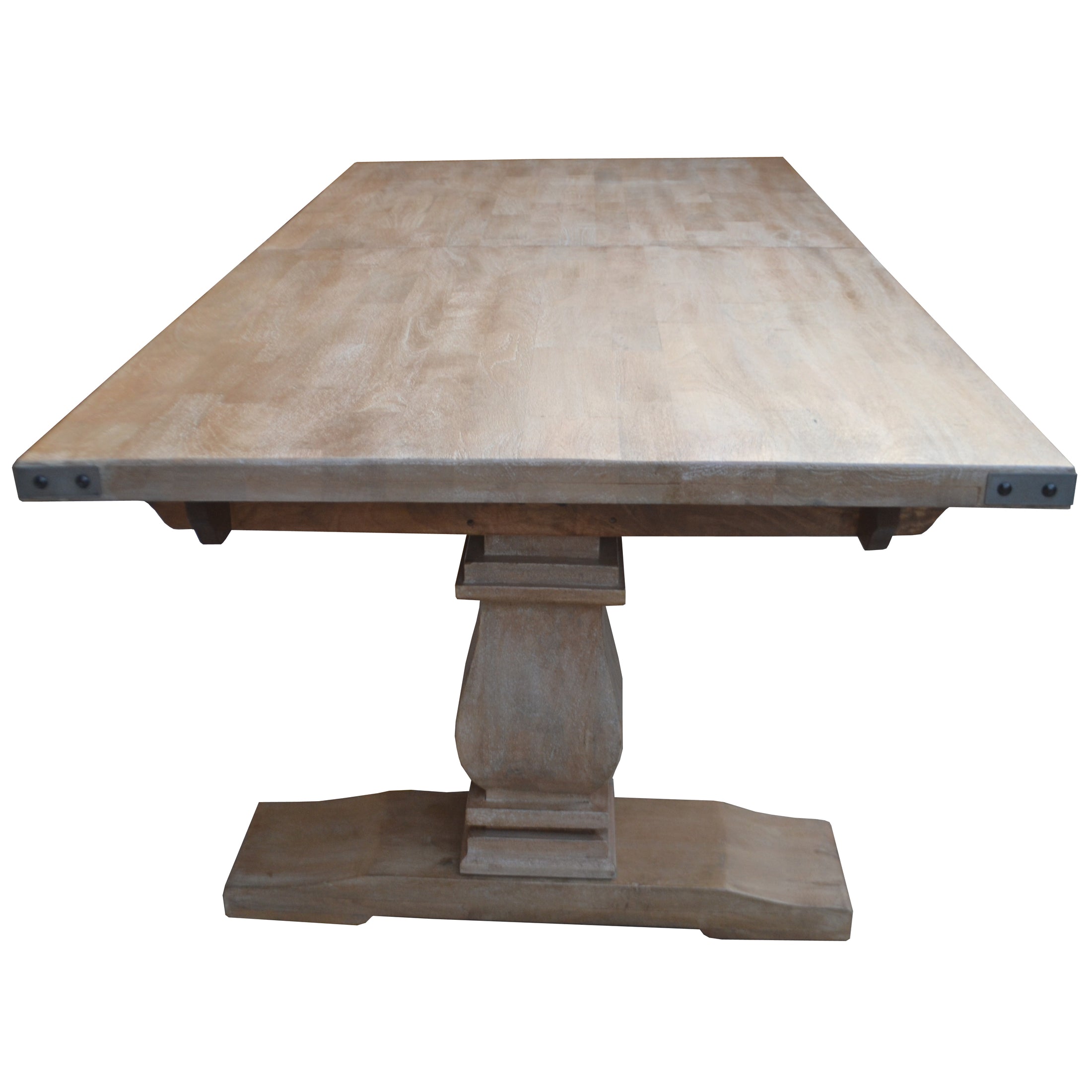 Gloriosa Dining Table 258-348cm Extendable Pedestal Mango Wood - Honey Wash