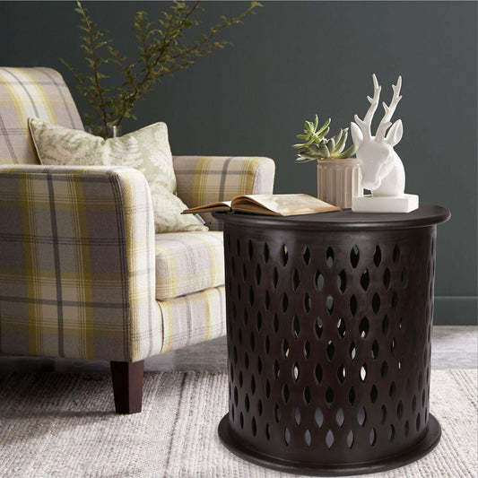 Atila  Wooden Round 50cm Side Table Sofa End Tables - Brown