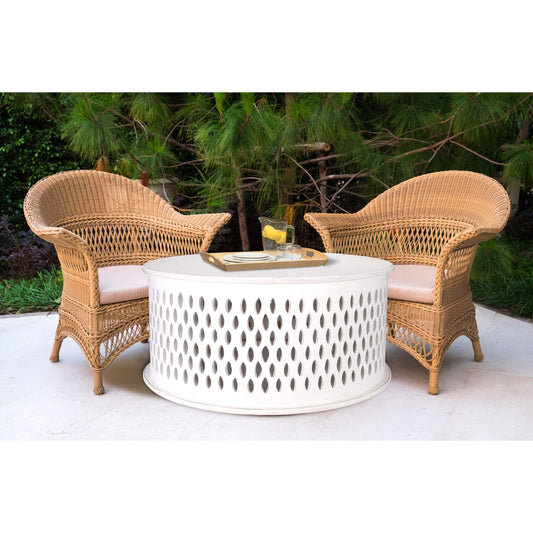 Atila  Wooden Round 80cm Coffee Table - White