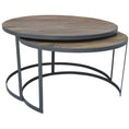 Load image into Gallery viewer, Nolana  2pc Mango Wood and Metal Round Nesting 80cm Coffee Table Set - Natural
