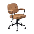 Load image into Gallery viewer, Louise Black Frame Faux Leather Home Office Chair in Brown
