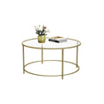 Load image into Gallery viewer, VASAGLE Round Glass Top Coffee Table with Metal Frame
