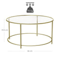 Load image into Gallery viewer, VASAGLE Round Glass Top Coffee Table with Metal Frame
