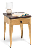 Load image into Gallery viewer, Modern Bedside Table in Brass Finish with Storage Drawer and Wood Top
