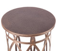 Load image into Gallery viewer, Round Iron Side Table with Cross Legs in Brass Finish
