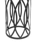 Load image into Gallery viewer, Black Round Iron Side Table with Cross Legs and Silver Finish Top

