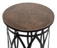 Load image into Gallery viewer, Black Round Iron Side Table with Cross Legs and Gold Finish Top
