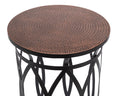 Load image into Gallery viewer, Black Round Iron Side Table with Cross Legs and Copper Finish Top
