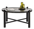 Load image into Gallery viewer, Modern Black Round Coffee Table with Silver Finish Engraved Top
