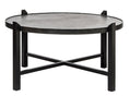 Load image into Gallery viewer, Modern Black Round Coffee Table with Silver Finish Engraved Top
