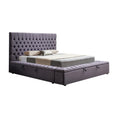 Load image into Gallery viewer, Queen Size Bedframe Velvet Upholstery Deep Grey Colour Tufted Headboard Deep Quilting
