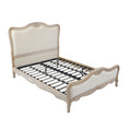 Load image into Gallery viewer, Queen Bedframe Linen Fabric Beige Oak Wood White Washed Finish Mattress Support
