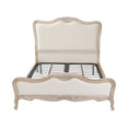 Load image into Gallery viewer, Queen Bedframe Linen Fabric Beige Oak Wood White Washed Finish Mattress Support
