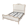 Load image into Gallery viewer, Queen Bedframe Linen Fabric Beige Oak Wood White Washed Finish Mattress Support
