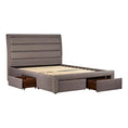 Load image into Gallery viewer, Storage Bed Frame Queen Size Upholstery Fabric in Light Grey with Base Drawers
