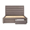 Load image into Gallery viewer, Storage Bed Frame Queen Size Upholstery Fabric in Light Grey with Base Drawers
