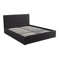 Load image into Gallery viewer, Gas Lift Queen Size Storage Bed Frame Upholstery Fabric in Black Colour with Tufted Headboard
