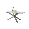Load image into Gallery viewer, Dining Table in Crisscross Shaped High Glossy Stainless Steel Base with 12mm Tempered Glass Top
