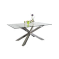 Load image into Gallery viewer, Dining Table in Crisscross Shaped High Glossy Stainless Steel Base with 12mm Tempered Glass Top
