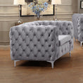 Load image into Gallery viewer, Velvet Armchair  Lounge Accent Chair Upholstered Button Tufted Metal Legs Couch Sofa Seater
