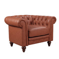Load image into Gallery viewer, Single Seater Brown Sofa Armchair for Lounge Chesterfireld Style Button Tufted in Faux Leather
