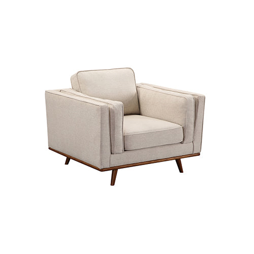 Armchair Lounge Accent Chair Upholstered Couch Sofa Bedroom Seater Beige Beige Wooden Frame